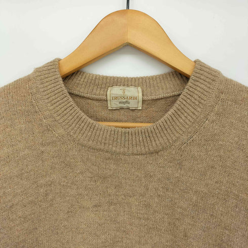 トラサルディ TRUSSARDI MAGLIE ワンポイント 刺繍 L/S クルーネック ウール ニット メンズ