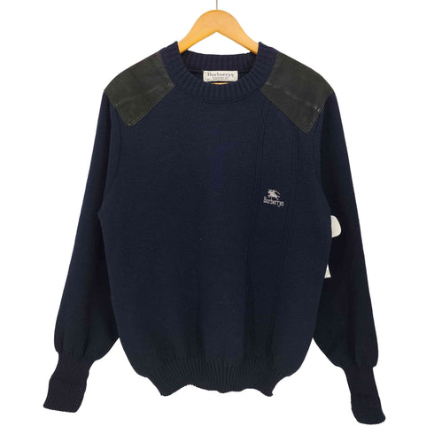 バーバリーズ BURBERRYS 英国製 ロゴ刺繍 コマンドセーター ウール ニット エルボーパッチ メンズ import:M