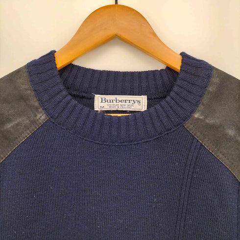 バーバリーズ BURBERRYS 英国製 ロゴ刺繍 コマンドセーター ウール ニット エルボーパッチ メンズ import:M