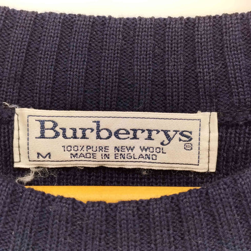 バーバリーズ BURBERRYS 英国製 ロゴ刺繍 コマンドセーター ウール ニット エルボーパッチ メンズ import:M