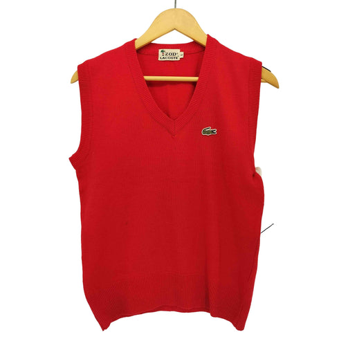 アイゾッドラコステ IZOD LACOSTE 70S 糸巻きタグ ワンポイント 刺繍 Vネック ニット ベスト メンズ import:S