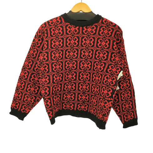 DEVOLD 60-70s vintage 総柄 バイカラー デザインニット レディース