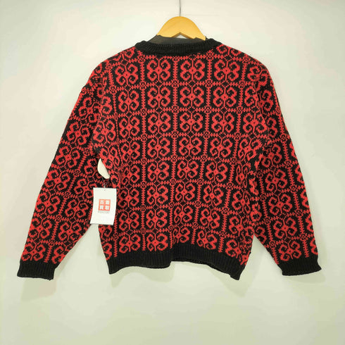 DEVOLD 60-70s vintage 総柄 バイカラー デザインニット レディース