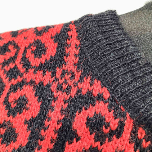 DEVOLD 60-70s vintage 総柄 バイカラー デザインニット レディース