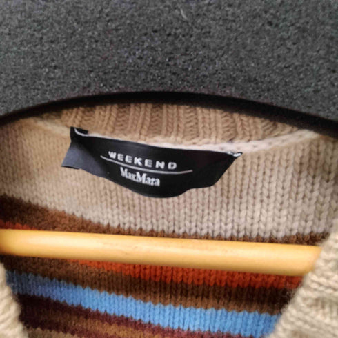 ウィークエンドマックスマーラ Weekend Max Mara 総柄 ネイティブ フリンジ メリノウール ニット カーディガン レディース import:L