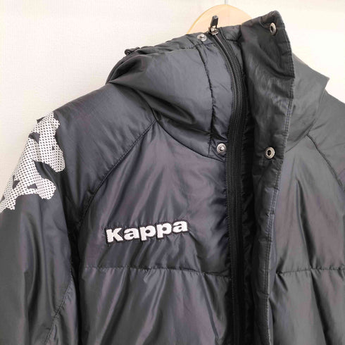カッパ Kappa ロゴ刺繍 フーデッド ロングダウンコート メンズ