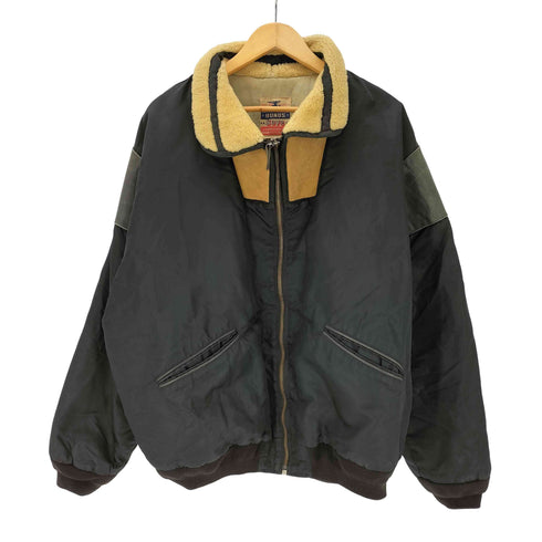 シェビニオン CHEVIGNON 80S フランス製 BONDS SAVE ナイロン レザー 襟ボア フライト ジャケット ririジップ メンズ import:XXL