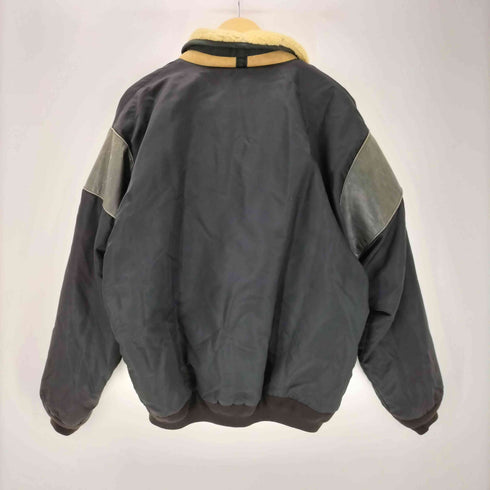 シェビニオン CHEVIGNON 80S フランス製 BONDS SAVE ナイロン レザー 襟ボア フライト ジャケット ririジップ メンズ import:XXL