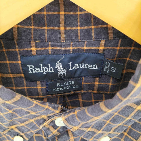 ラルフローレン RALPH LAUREN 90s BLAIRE ポニー刺繍 ボタンダウン BD 長袖 チェックシャツ メンズ import:S