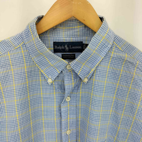 ラルフローレン RALPH LAUREN 90s YARMOUTH ポニー刺繍 ボタンダウン 長袖 チェックシャツ メンズ 17 34/35