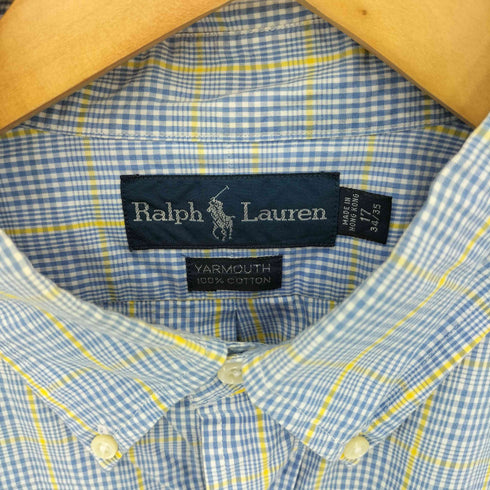 ラルフローレン RALPH LAUREN 90s YARMOUTH ポニー刺繍 ボタンダウン 長袖 チェックシャツ メンズ 17 34/35