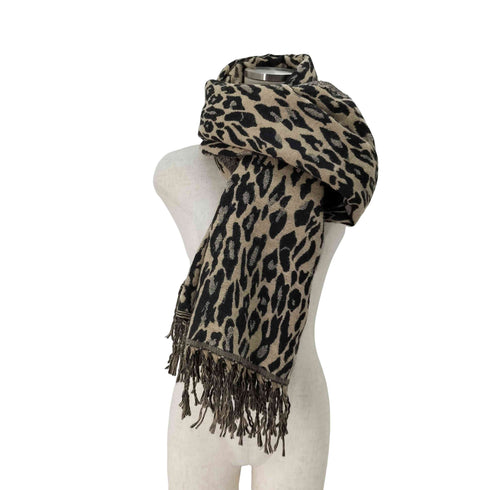 AGAM レオパード柄 大判 フリンジストール メンズ ONE SIZE