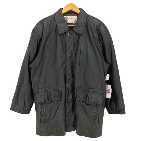 ニコルサンジル Nicole St Gilles パワーショルダー 比翼ジップ カウレザー ハーフコート メンズ import:L