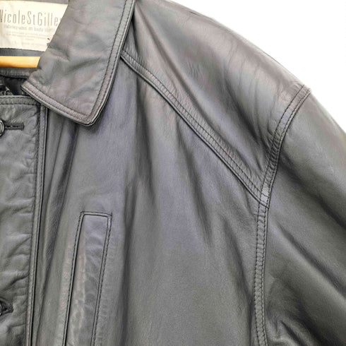 ニコルサンジル Nicole St Gilles パワーショルダー 比翼ジップ カウレザー ハーフコート メンズ import:L