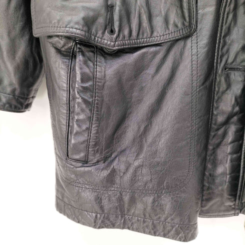 ニコルサンジル Nicole St Gilles パワーショルダー 比翼ジップ カウレザー ハーフコート メンズ import:L