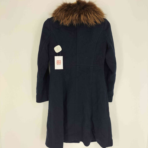 Soareak ラクーンファー ウール混 ステンカラーコート レディース JPN:36