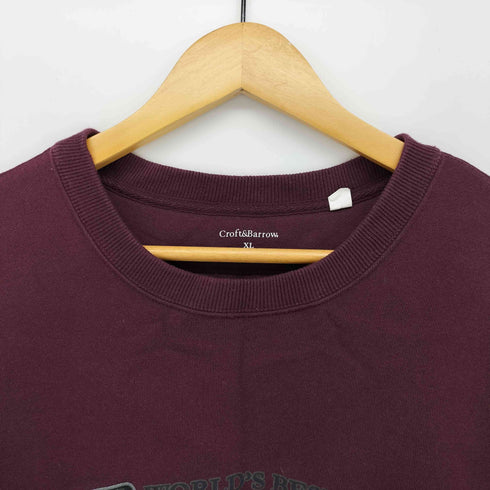 クラフトアンドバロー Croft&Barrow ロゴ アップリケ 刺繍 クルーネック スウェット メンズ import:XL