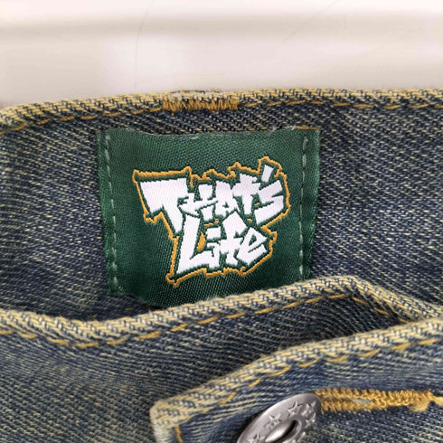 THAT'S LIFE バッグロゴ刺繍 ワイド デニムショーツ STREET メンズ L