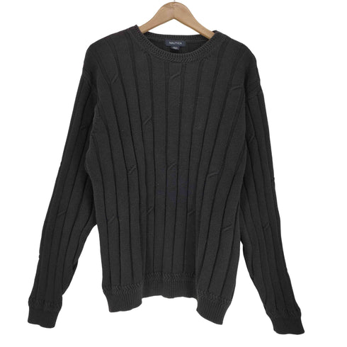 ノーティカ NAUTICA ロゴ刺繍 ねじれデザインニット メンズ import:XL