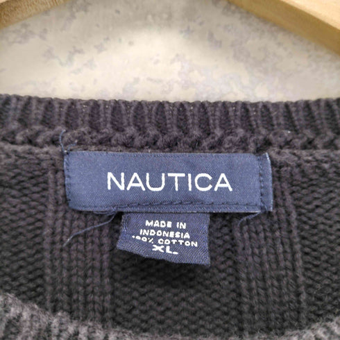 ノーティカ NAUTICA ロゴ刺繍 ねじれデザインニット メンズ import:XL