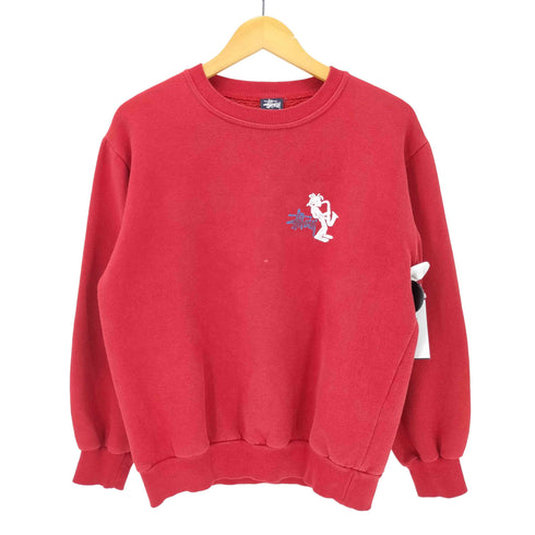 ステューシー Stussy 90S USA製 紺タグ シャドーマン トランペット 両面 プリント スウェット メンズ import:L