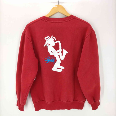 ステューシー Stussy 90S USA製 紺タグ シャドーマン トランペット 両面 プリント スウェット メンズ import:L