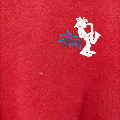 ステューシー Stussy 90S USA製 紺タグ シャドーマン トランペット 両面 プリント スウェット メンズ import:L