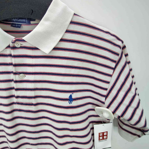 ポロバイラルフローレン Polo by RALPH LAUREN 90S ポニー刺繍 ボーダー S/S ポロシャツ 鹿の子 メンズ import:M