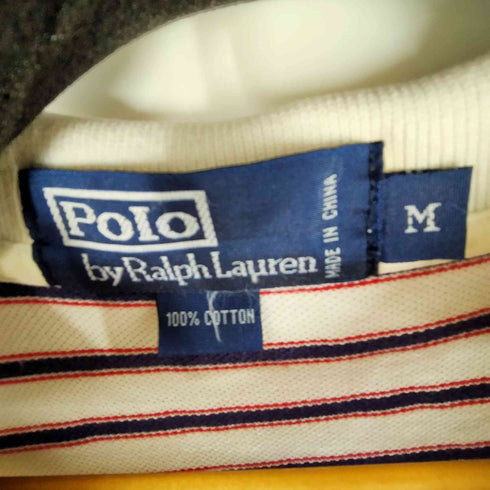 ポロバイラルフローレン Polo by RALPH LAUREN 90S ポニー刺繍 ボーダー S/S ポロシャツ 鹿の子 メンズ import:M