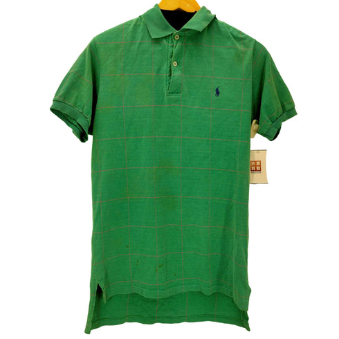 ポロバイラルフローレン Polo by RALPH LAUREN 90S USA製 ポニー刺繍 グラフチェック S/S ポロシャツ メンズ import:M