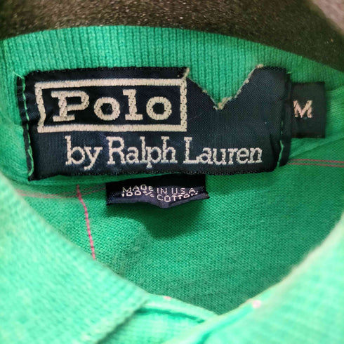ポロバイラルフローレン Polo by RALPH LAUREN 90S USA製 ポニー刺繍 グラフチェック S/S ポロシャツ メンズ import:M