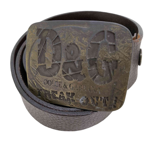 ドルチェアンドガッバーナ DOLCE&GABBANA OLD スクエアバックルレザーベルト メンズ