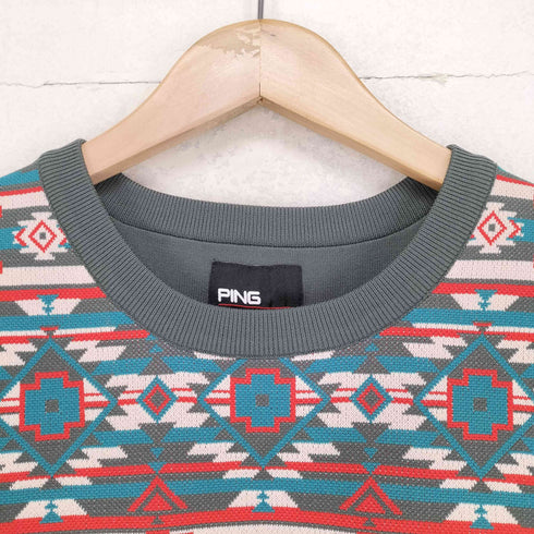 ピン ping ネイティブ柄 クルーネックニット プルオーバー レディース JPN:M