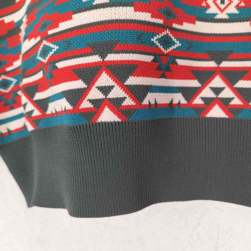 ピン ping ネイティブ柄 クルーネックニット プルオーバー レディース JPN:M