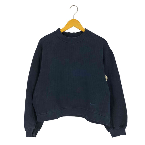ナイキ NIKE 90S 銀タグ ストライプ 裾スウッシュ クロップド スウェット メンズ L(12-14)