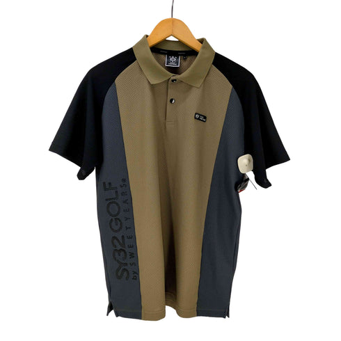 エスワイサーティトゥー SY32 by SWEET YEARS 25SS メッシュ素材 立体デザインカラー ポロシャツ S/S 半袖 メンズ import:L