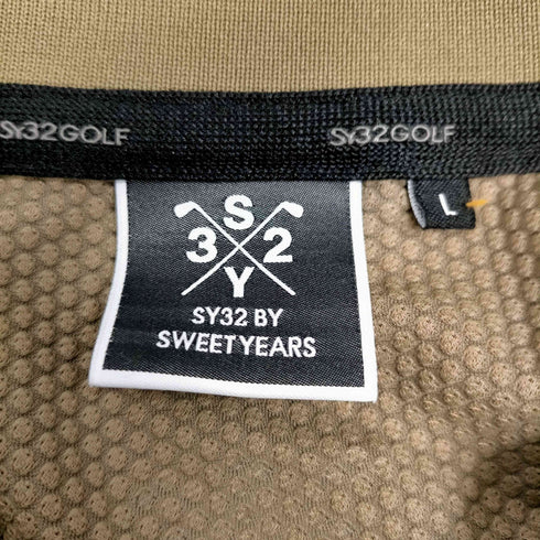 エスワイサーティトゥー SY32 by SWEET YEARS 25SS メッシュ素材 立体デザインカラー ポロシャツ S/S 半袖 メンズ import:L