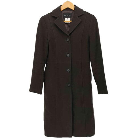 インディヴィ INDIVI 日本製 ウール アンゴラ カシミヤ チェスター コート レディース JPN:38
