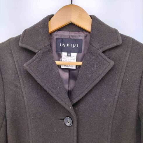 インディヴィ INDIVI 日本製 ウール アンゴラ カシミヤ チェスター コート レディース JPN:38