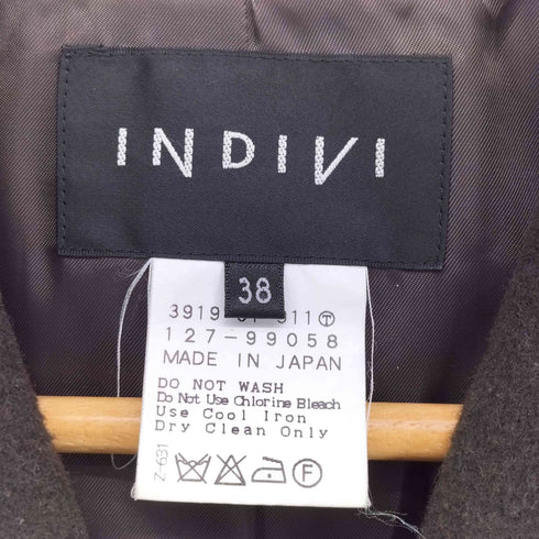 インディヴィ INDIVI 日本製 ウール アンゴラ カシミヤ チェスター コート レディース JPN:38