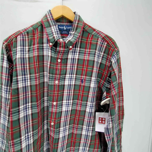 ラルフローレン RALPH LAUREN 90S BLAKE ブレイク ポニー刺繍 インド綿 マドラスチェック ボタンダウン フランネル シャツ ビックサイズ メンズ import:M