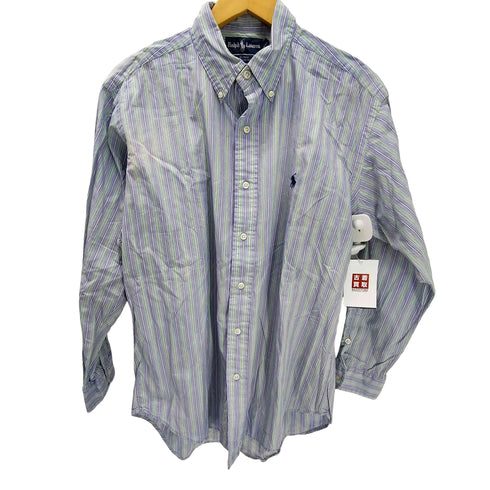 ラルフローレン RALPH LAUREN 90S BLAKE ブレイク ポニー刺繍 マルチストライプ ボタンダウン シャツ ビックサイズ メンズ import:L