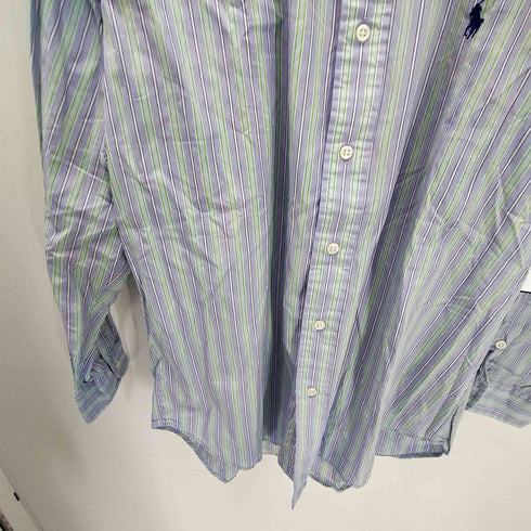 ラルフローレン RALPH LAUREN 90S BLAKE ブレイク ポニー刺繍 マルチストライプ ボタンダウン シャツ ビックサイズ メンズ import:L