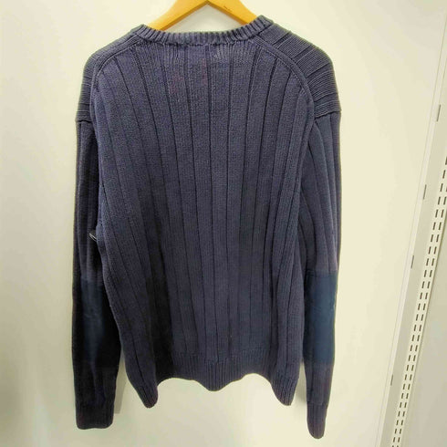 ポロバイラルフローレン Polo by RALPH LAUREN 90S ポニー無し リブ編み エルボーパッチ Vネック リブニット セーター 肉厚 ビックサイズ メンズ import:L