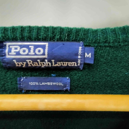 ポロバイラルフローレン Polo by RALPH LAUREN 90S ポニー刺繍 LAMBSWOOL 100% ラムウール Vネック ニット セーター ビックサイズ メンズ import:M