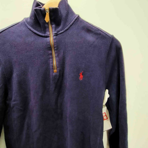 ポロバイラルフローレン Polo by RALPH LAUREN 90S ポニー刺繍 エルボーパッチ ハーフジップ スウェット トレーナー メンズ import:S