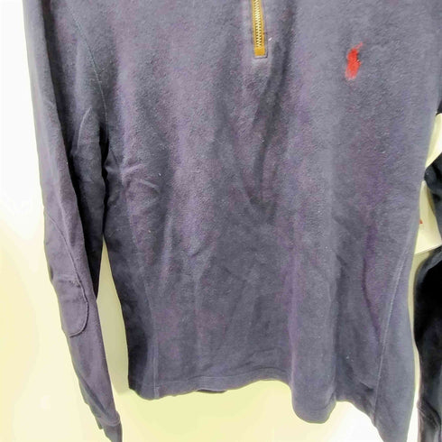 ポロバイラルフローレン Polo by RALPH LAUREN 90S ポニー刺繍 エルボーパッチ ハーフジップ スウェット トレーナー メンズ import:S