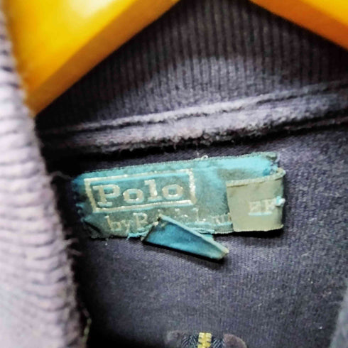 ポロバイラルフローレン Polo by RALPH LAUREN 90S ポニー刺繍 エルボーパッチ ハーフジップ スウェット トレーナー メンズ import:S