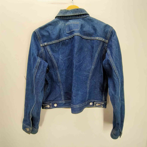 アニエスベー agnes b. PARIS 90S 旧タグ トカゲ 革パッチ サンライズ期 フランス製 デニム トラッカー ジャケット 濃絹 短丈 archive アーカイブ メンズ 2