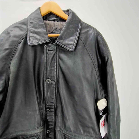 Dopio 裏地総柄 羊革 ラムレザー カーコート ビックサイズ メンズ LL